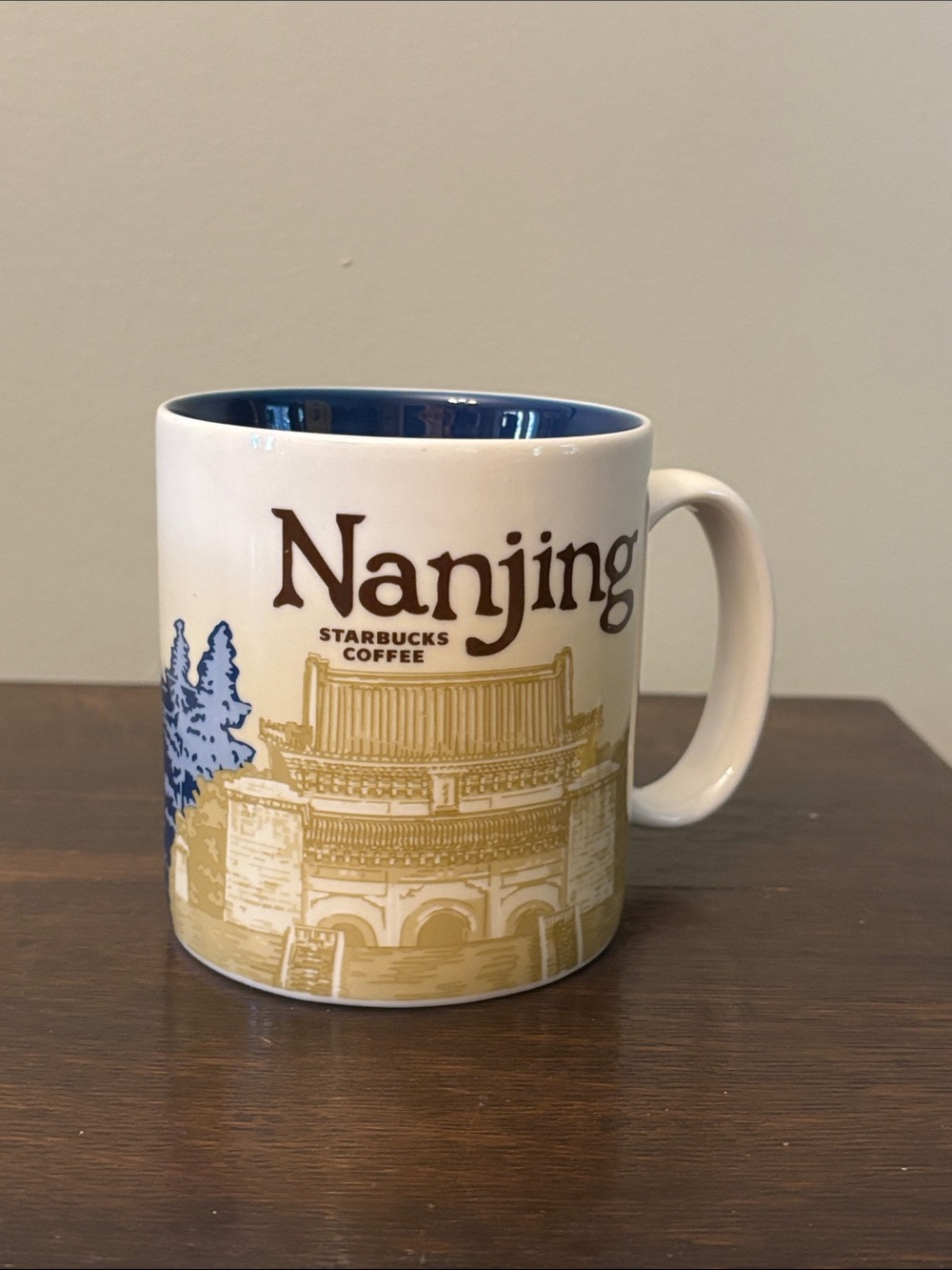 Starbucks Nanjing Ceramic Mug - White, Blue, Gold